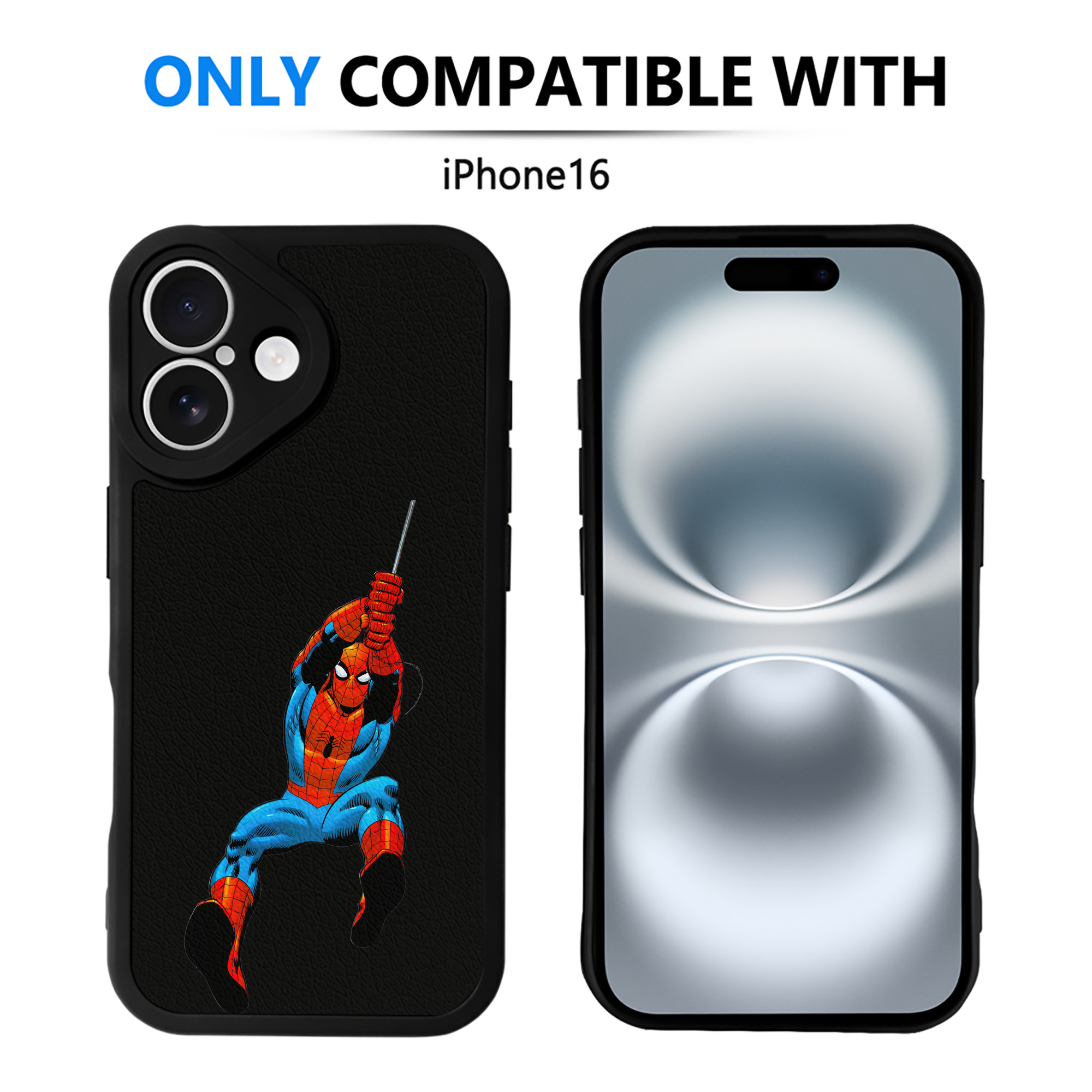 Spider Man スパイダーマン 【iPhone 16シリーズ対応】シリコンスマホケース（レザー調） 材質：シリコン